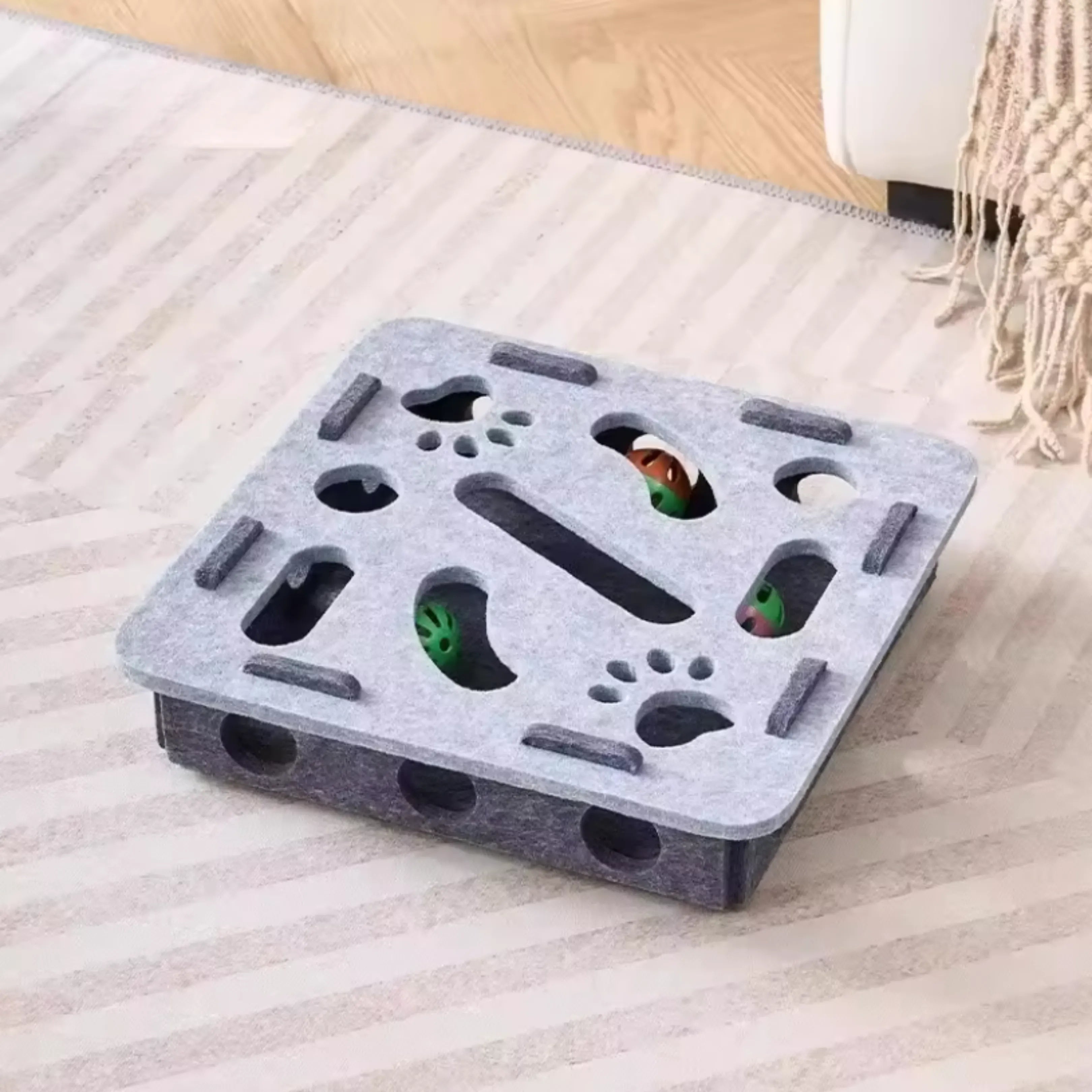 Scratch-Resistant Silent Felt Cat Puzzle Box