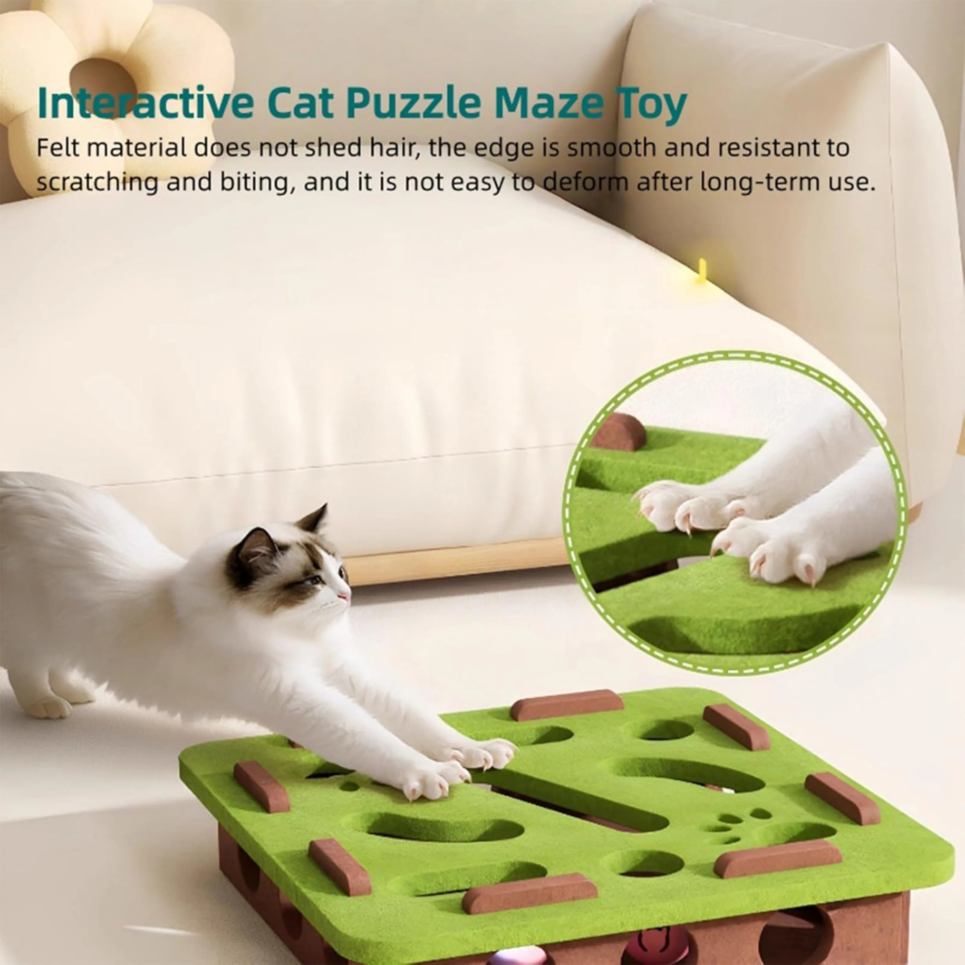Scratch-Resistant Silent Felt Cat Puzzle Box