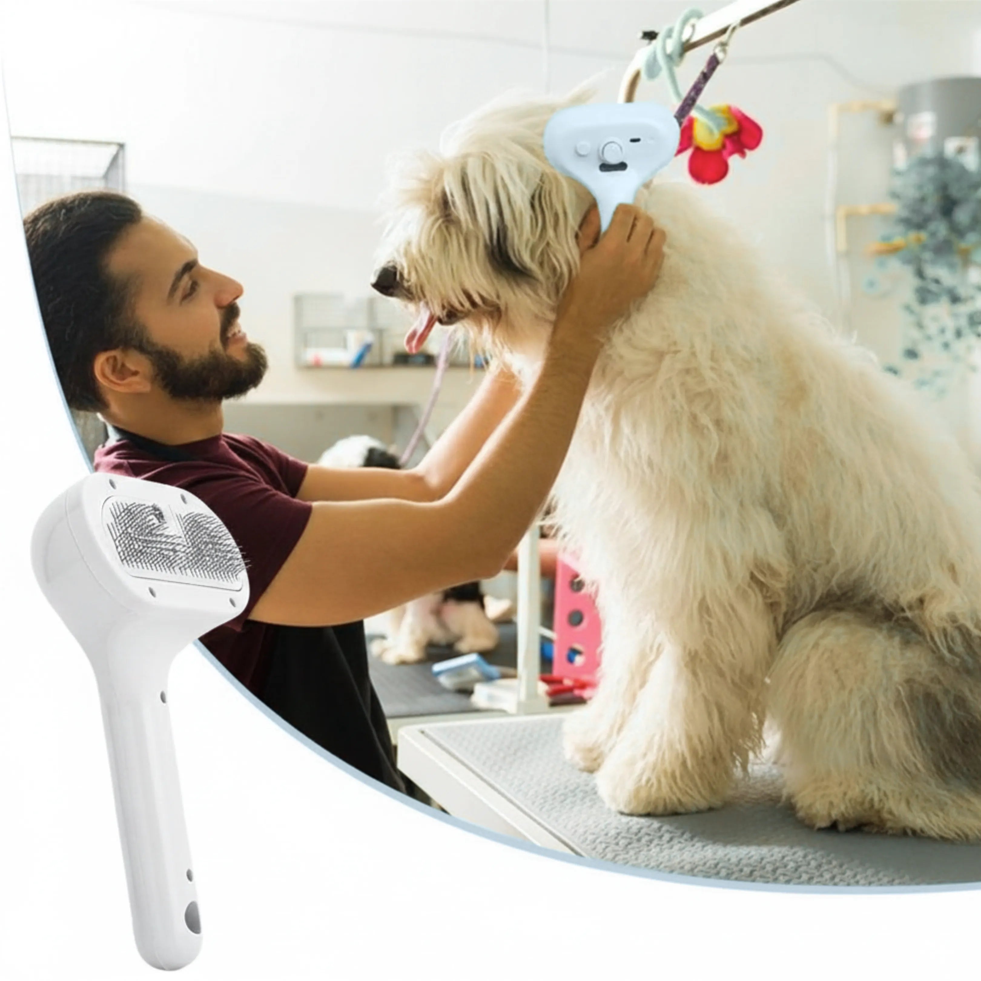 Anti-Static Steamy Pet Grooming Brush