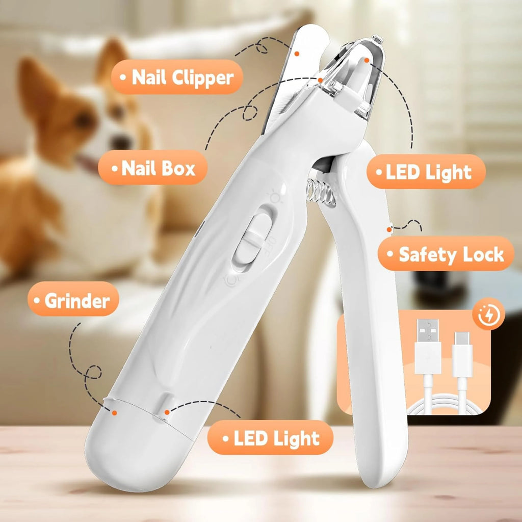 2-in-1 LED Bloodline-Illuminating Pet Nail Clipper & Grinder