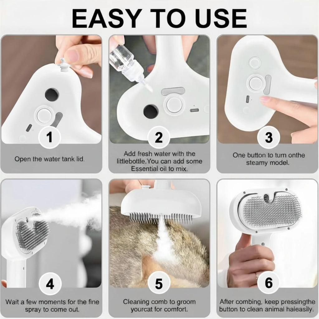 Anti-Static Steamy Pet Grooming Brush
