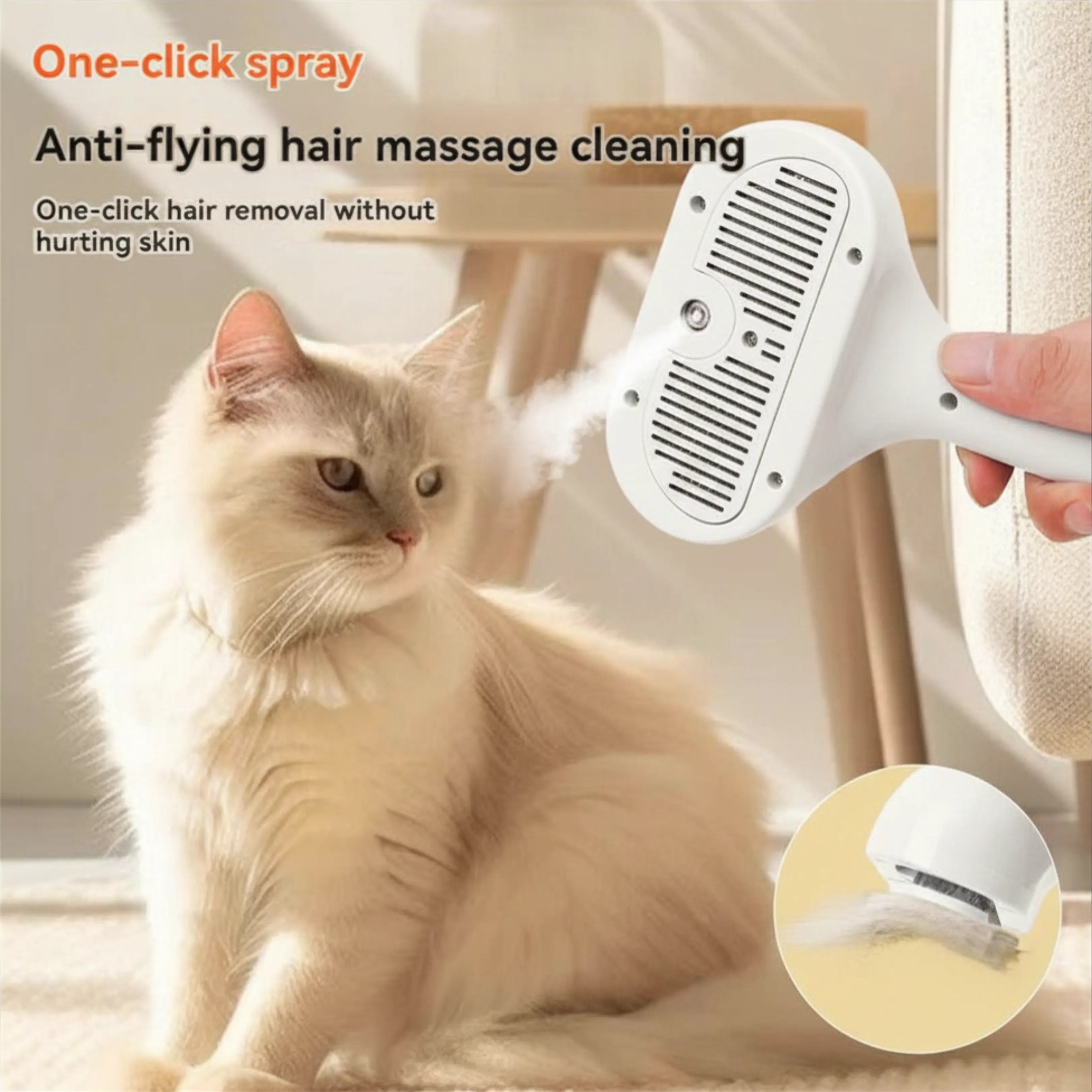 Anti-Static Steamy Pet Grooming Brush