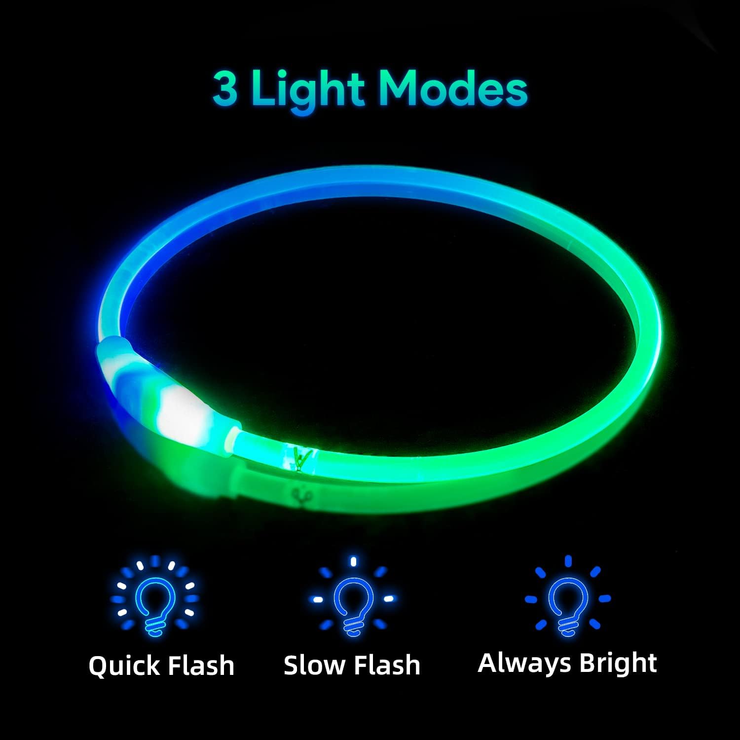 Cut-to-fit 360° Ultra-Bright Loss-Prevention LED Pet Collar